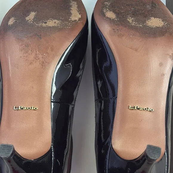 Paolo Black Patent Leather Heels with Ankle Straps - Picture 5 of 6